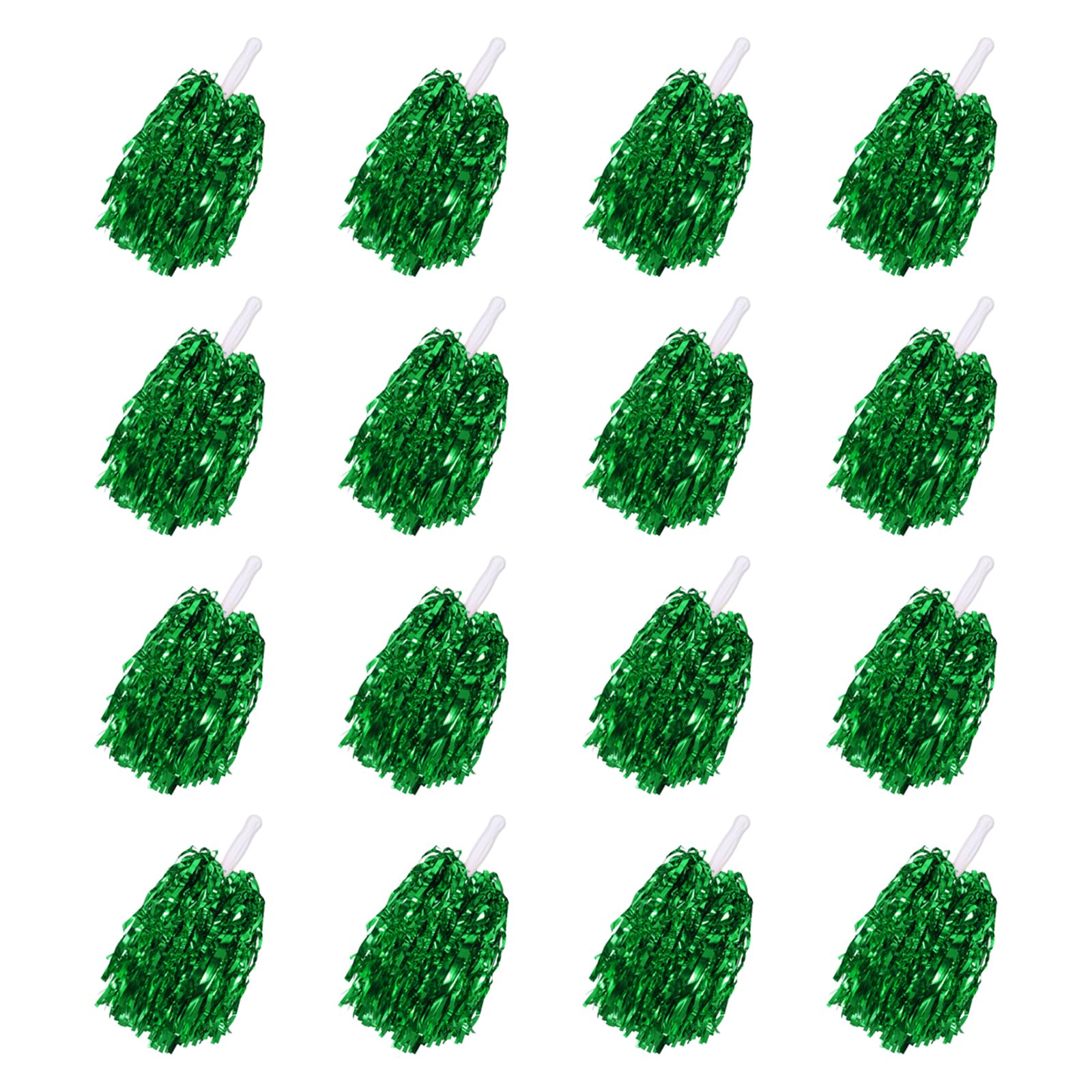 PATIKIL Metallic Cheerleading Pom Poms, 18 Pcs Cheer Pom Pom with Baton Handle Cheering Squads Pompoms for Game Sports Dance Party Team Spirit, Green