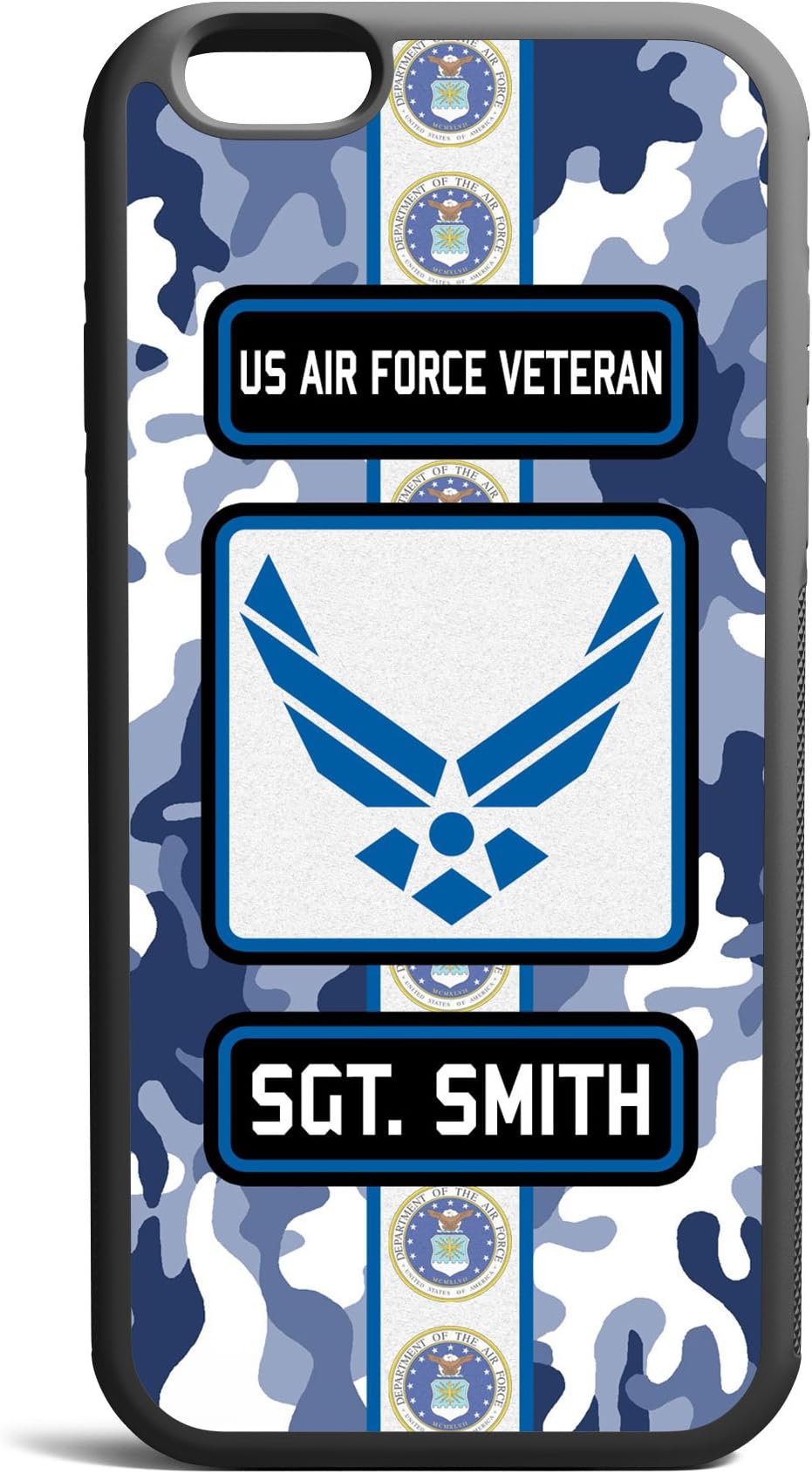 CodeiCases iPhone 6 Plus/6s Plus US Air Force Veteran Cover with Custom Name, Case Rubber Black