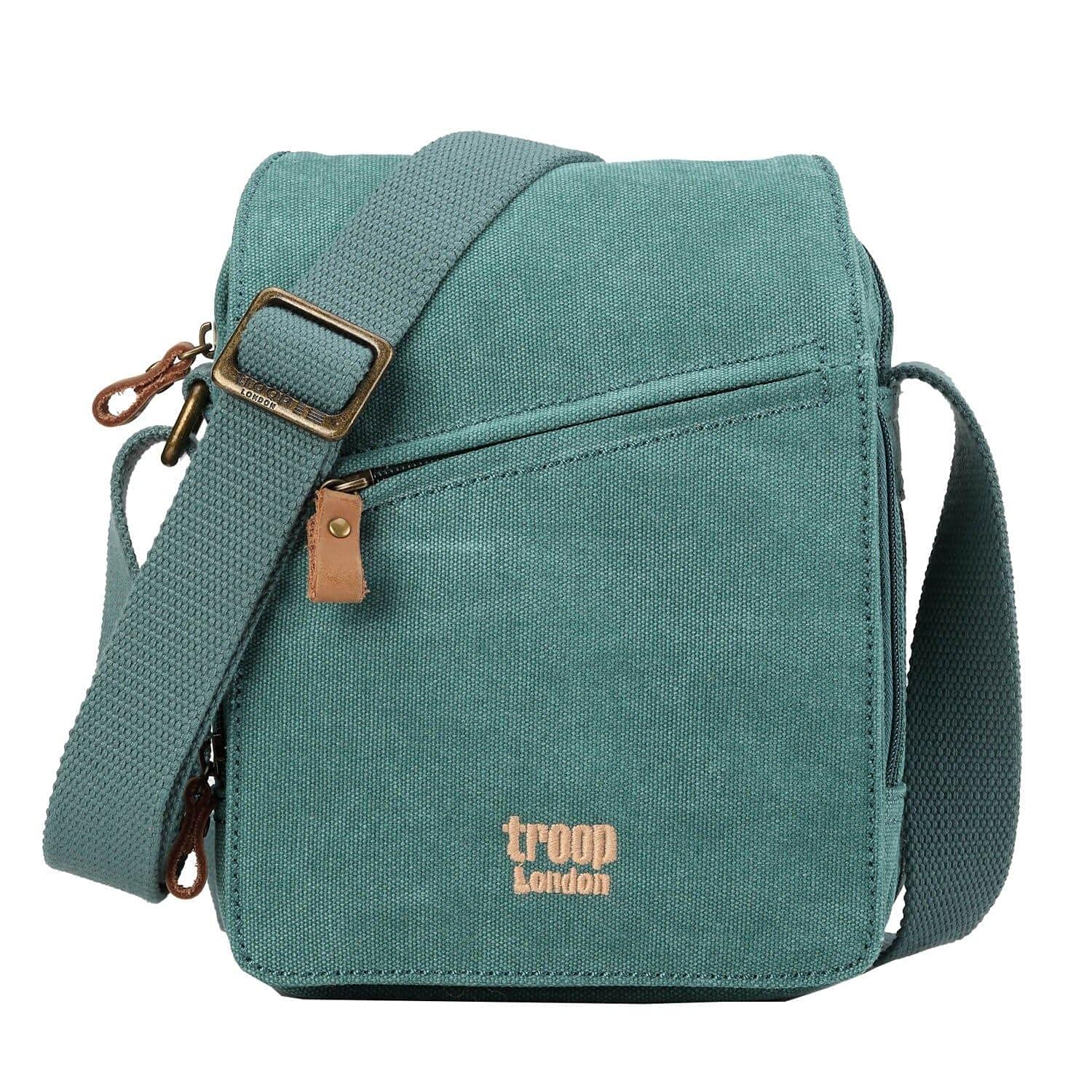 TRP0239 Troop London Classic Canvas Across Body Bag - Turquoise