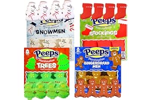 Needzo Christmas Candy Marshmallows, Colorful Sugar Coated Character Shaped Marshmallow Stocking Stuffers (Pack of 4) 24 Pieces