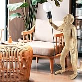 CHABEI Modern Resin Standing Monkey Table Lamp,Desk Lamp,Animal Lamp,Bedside LED Light for Home Decor,Living Room, Bedroom, Home Office, Kids Room(Gold-Standing)