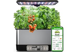 AOOCCDER Hydroponics Growing System Indoor Garden, Smart Indoor Herb Garden with Grow Light, in Door Gardening System 8 Pods, APP & WiFi Control, Auto Timer, Quiet Pump, Stainless, Gift for Women Mom, Black