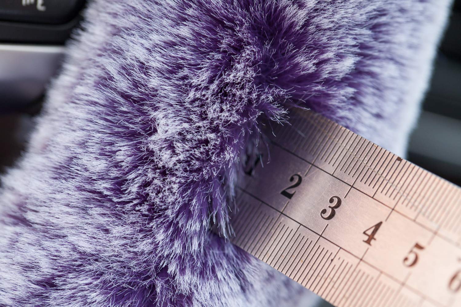 Auto-living Steering Wheel Cover Winter Warm Soft Fluffy Faux Wool Long Plush Steering Wheel Covers Protector Universal 15 Inches (Long Plush, Purple)