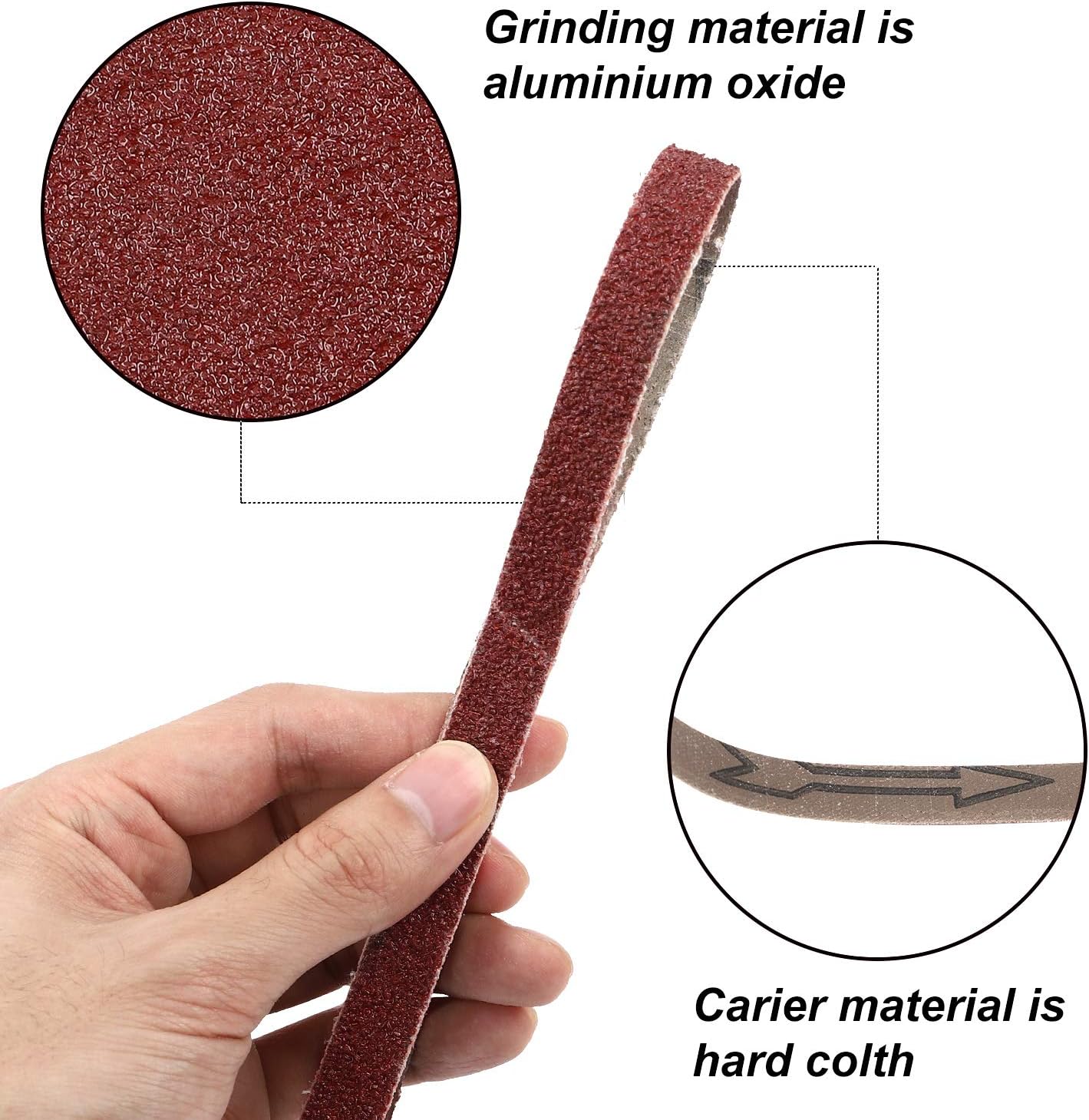 HongWay 30 Pack Sanding Belts 1/2x18 Inches Aluminum Oxide (3 Each of 40 60 80 120 150 180 240 400 600 800 Grits) for Belt Sander - - 