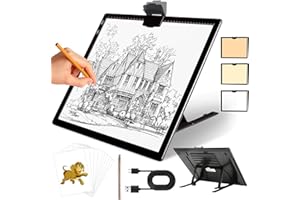 KOBAIBAN Wireless A3 LED Light Pad with Foldable Stand, Top Clip, 3 Colors/Stepless/ 6-Level Dimmable Brightness Rechargeable tracing Light Box/Board for Cricut Vinyl, Weeding Tool, Diamond Painting