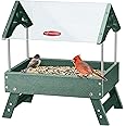 Kingsyard Ground Bird Feeder for Outdoors - Recycled Plastic Platform Feeder for Wild Birds, Rainproof Squirrel Feeders, 5 LBS Large Capacity, Green