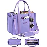 FIORETTO Women’s Canvas Tote Bag Purse with Zipper, Multi Compartment & Reinforced Bottom, Ideal for Work, Bible, Travel