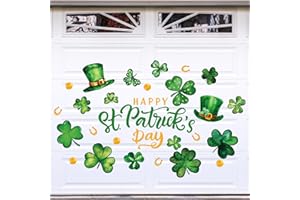 FYSUIMU 37Pcs Happy St. Patrick's Day Garage Magnets Decoration Watercolor Shamrock Garage Door Decals Green Lucky Clover Magnetic Refrigerator Stickers for Home Party Irish Holiday