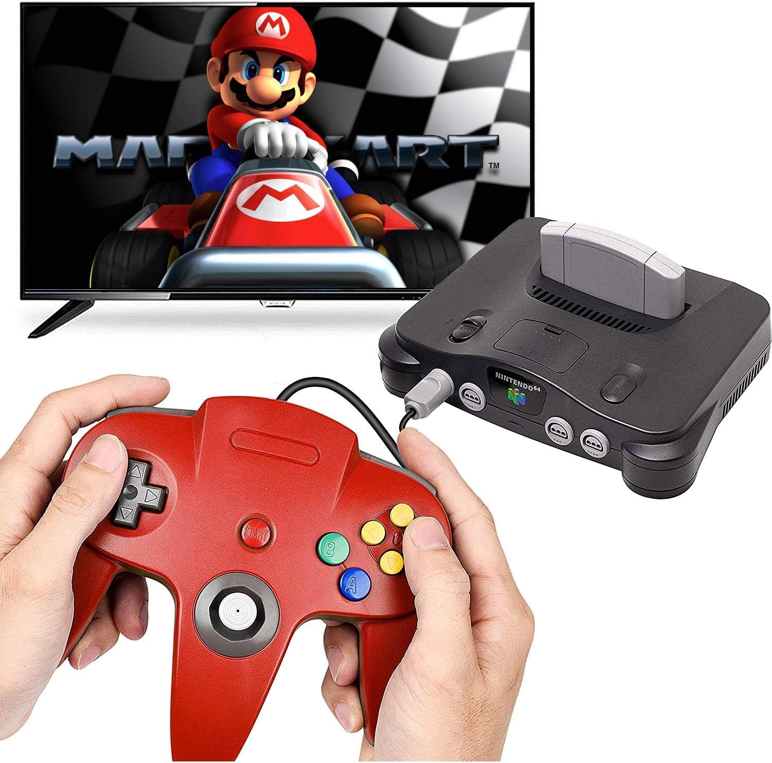 ZeroStory Classic N64 Controller, Wired N64 Controller Joystick with 5.9 Ft N64 AV Cable for N64 Video Game Console (Red and Blue): Computers & Accessories