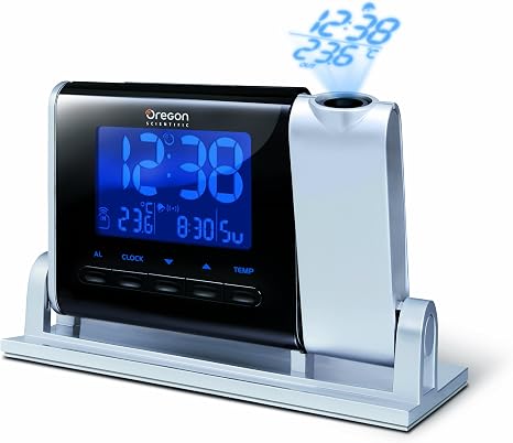 Stazione Meteo Oregon Scientific PROJI – Con Proiezione Orologio E Temperatura, Doppia Sveglia, Radiocontrollata, Colore Crema