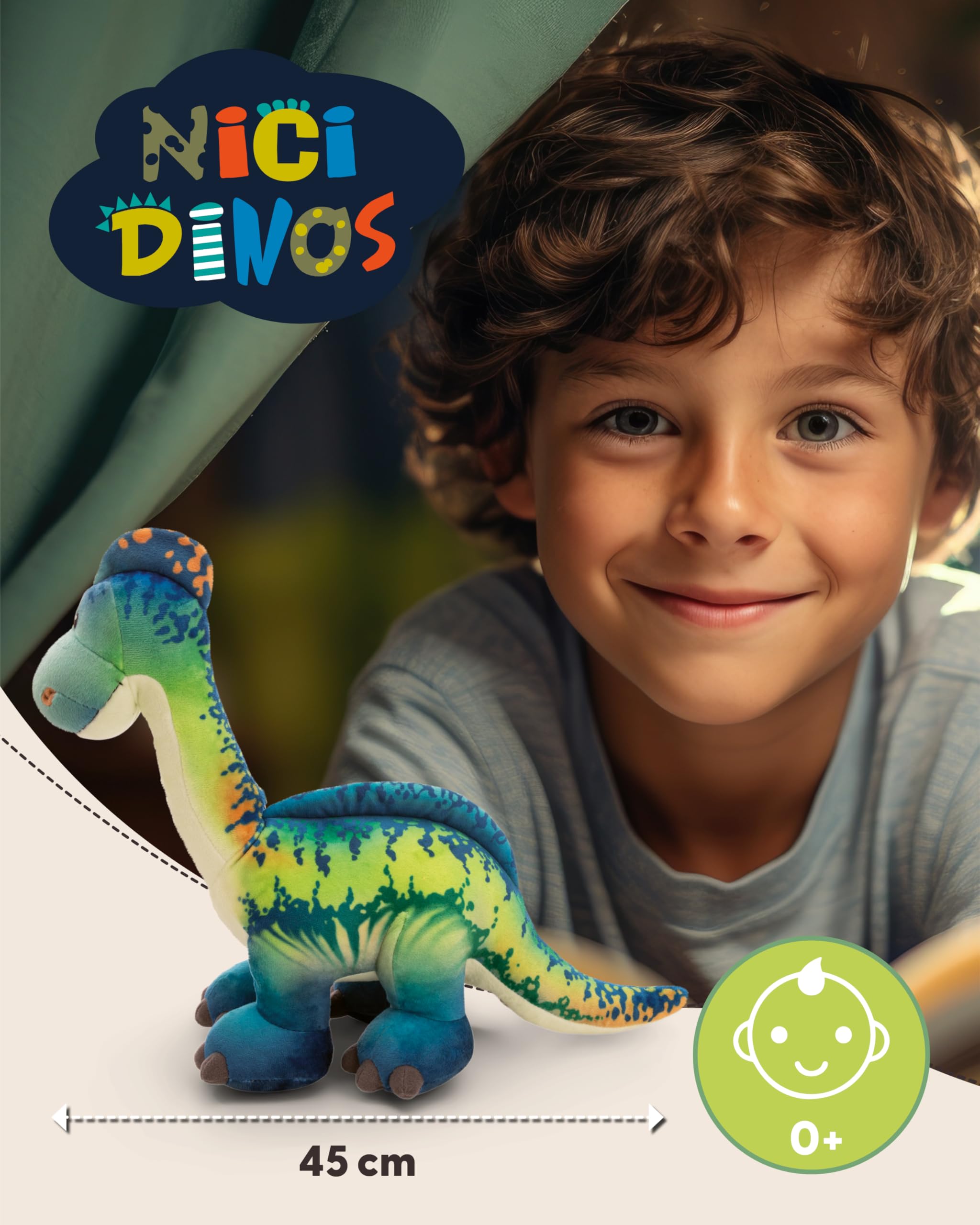 NICI Kuscheltier Dino Snackilus 45cm - blau - Weiches Plüschtier – niedliches Stofftier zum Kuscheln & Spielen – tolle Geschenkidee für Kinder & Erwachsene - 61572 2