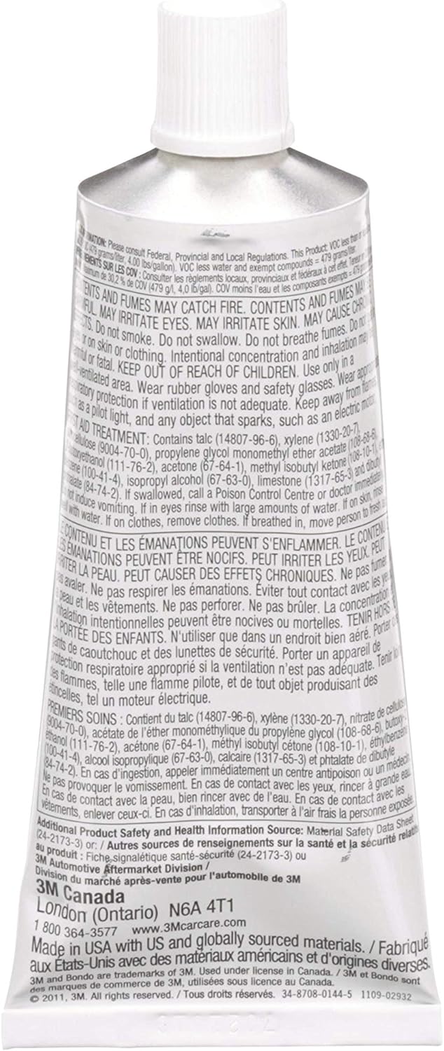 Bondo Glazing and Spot Putty, Fills Pinholes, Scratches, Minor Dings & Hairline Cracks, 16 oz, 1 Tube: Automotive