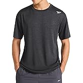 Reebok Mens Small Logo Short Sleeve Crewneck T-Shirt, Standard Fit, Breathable Lightweight Stretch Knit Fabric