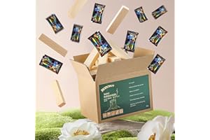 HuoYmut Kiln Dried Mini Firewood with 10pcs Fire Color Changing Packets，5" L Low Smoke Barkless Small Pine Wood&Adds Magic Fire Colorful Flames Pack，Great for Campfires，Fire Pits，Camping Essentials