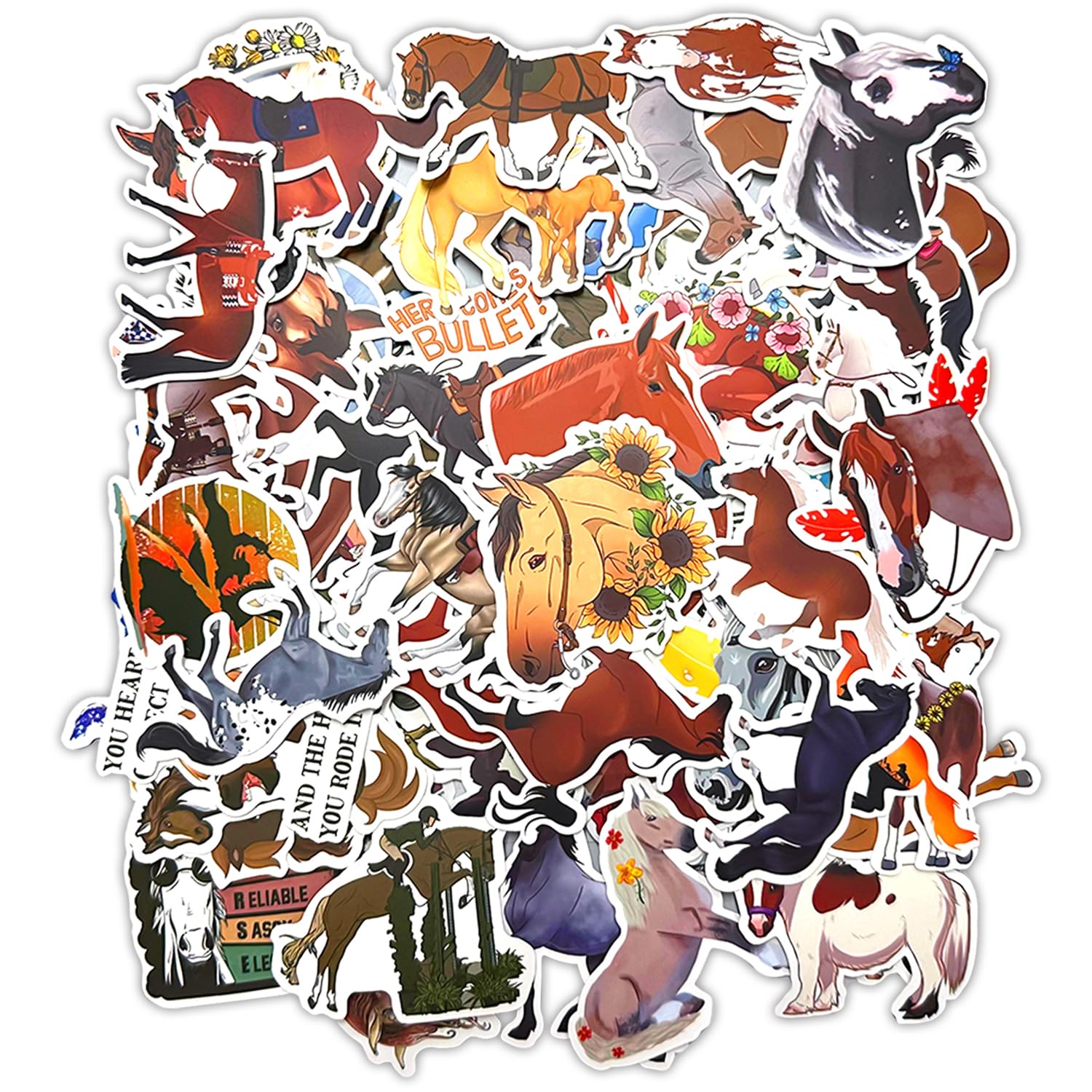 2 Horse Stickers (100pcs), Horse Stickers Waterproof Crafts for Kids, Luggage Stickers, Decorative Stickers, Item Decoration for Boys and Girls
