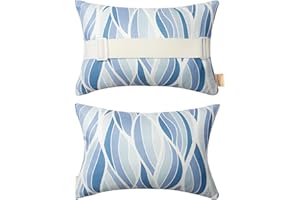 vmgreen Outdoor Pillow for Chaise Lounge Chair, Sunbrella Head Support Pillow for Car Driving Neck or Lumbar Resting Waterproof with Adjustable Elastic Stripe for Garden Furniture Decorative 2Pack