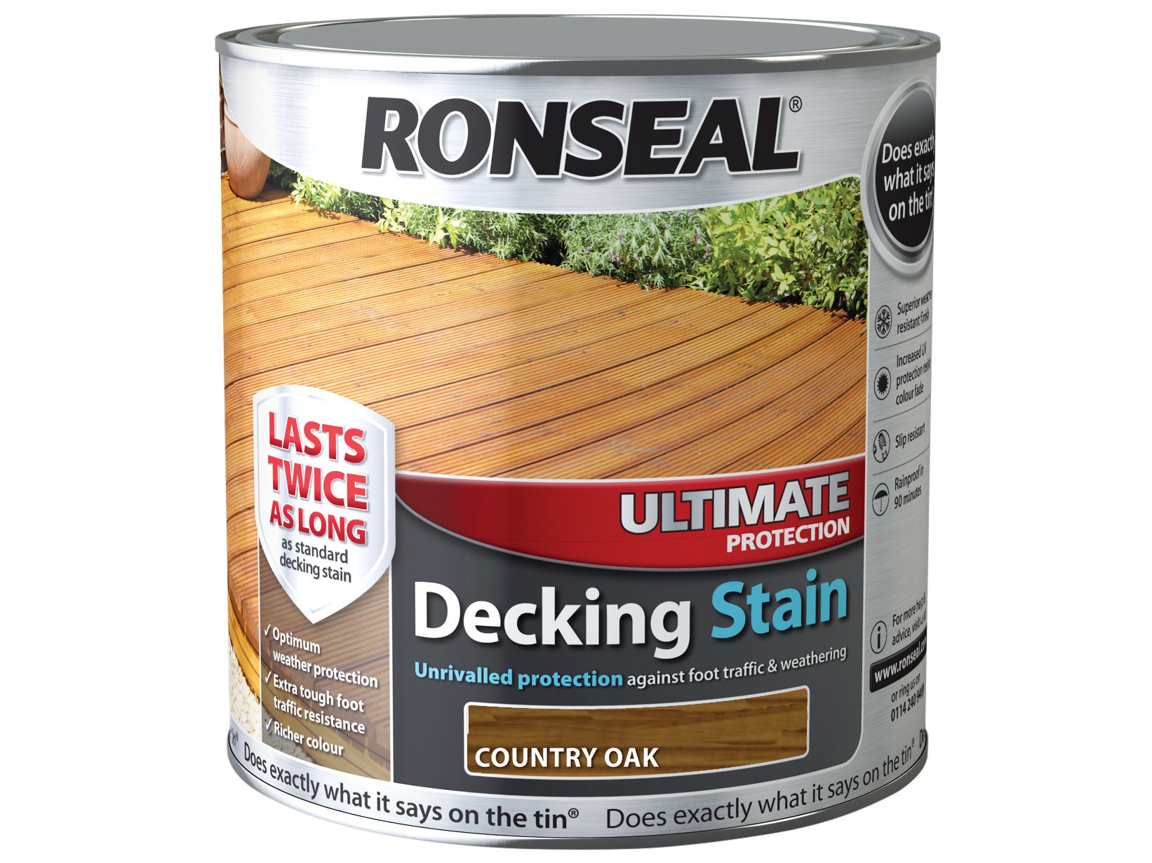 RONSEAL UDSCO25L 2.5 Litre Ultimate Protection Decking Stain - Oak
