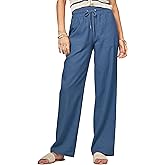 AVICHIC Women Linen Pants Wide Leg Palazzo Pants Cotton Linen Drawstring Summer Pants with Pockets 29"/31"/ 33"