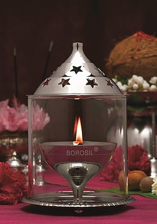 Borosil Akhand Diya (Small, Nickel)
