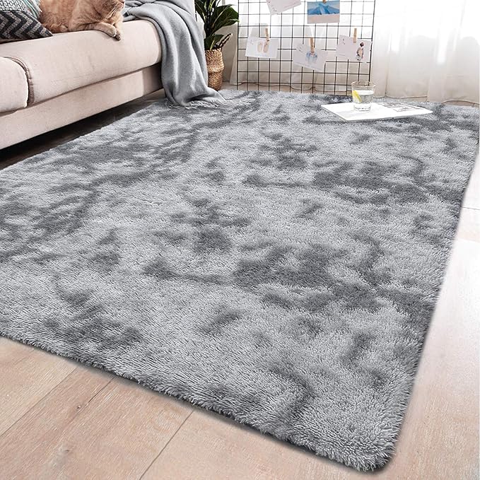 Joyfeel Soft Bedroom Rug 5x8 Feet Large Shaggy Floor Area Rugs For Living Room Teal Blue Modern Indoor Fluffy Plush Home Decor Carpets Fluffy Comfy Mens Dorm Boys Kids Room Rugs Rugs