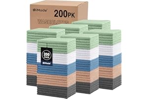 UNIMADE Washcloths Bulk 200 Pack Face Towels (12" x 12"), Highly Soft Wash Cloths and Hand Towels, Fast Drying Multi-Purpose Microfiber Cleansing Cloths for Bathroom, Hotel, Spa, and Salon -Multicolor