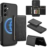 HXY Wallet Case for Samsung Galaxy S25 FE, Compatible with MagSafe for Men Women, Detachable Magnetic Wallet Phone Case with Card Slot Holder RFID Blocking for Samsung Galaxy S25 FE 5G (Black)