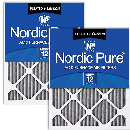 Nordic Pure 20x30x1 (19 5/8 x 29 5/8 x 3/4) Furnace Air Filters MERV 12 Pleated Plus Carbon 2 Pack