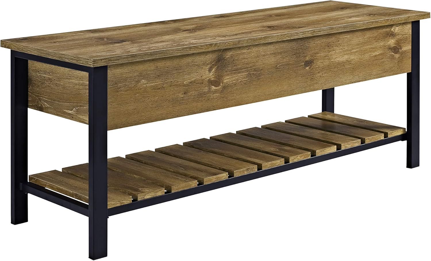 Walker Edison Furniture Company Modern Farmhouse Bench Hidden Entryway Shoe Storage Hallway Organizer, 48 Inch, Barnwood Brown: Kitchen & Dining