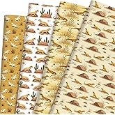 Pineraap Gecko Wrapping Paper 12 Sheets Leopard Gecko Desert Themed Designs Exotic Pet Gift Wrap for Reptile Lovers, Pet Owners, 20"×28"
