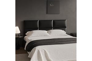 MAQQL Black Stick-On Wall Mounted Headboard - 6-Piece Modular Bed Backboard for Queen Size Beds, 24 x 12 Inches Each, Easy-to-Install, Sound-Proofing, and Decorative Bed Headboard for Modern Bedrooms