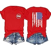 American Flag Shirts for Women 4th of July Shirt USA Tshirt Gift Independence Day Patriotic Short Sleeve Tops