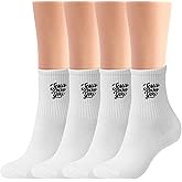 R HORSE 6 Pairs Religious Embroidered Socks - Anti Slip Cotton Socks with Bible Verse Christian Jesus Loves You Dress Sock for Teen Women Men Athletic Running Training Supplies Birthday Sports Gifts