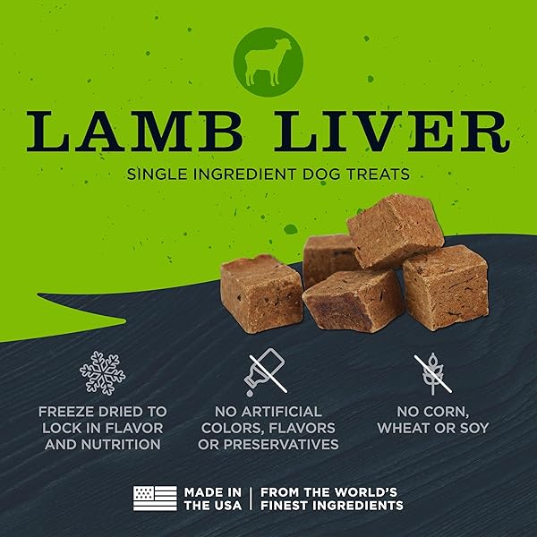 BLACKWOOD FREEZE DRIED RAW SINGLE INGREDIENT DOG TREATS, 100% LAMB LIVER, 3 OUNCE POUCH, HIGH PROTEIN, MADE IN THE USA
