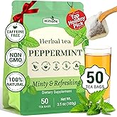 Hiihone Peppermint Tea Bags 50 Count – Pure Peppermint Mint Tea, Caffeine-Free Herbal Tea, Minty & Refreshing, Non-GMO, Soothing & Digestive Support