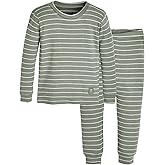 moimoln Stripe Pajamas Set 12M-8Y Ribbed Unisex Baby & Toddler, Soft Viscose, Snug-Fit, Everyday Sleepwear