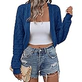 LOMON Womens Cropped Cardigan Bolero Shrugs for Dresses Knit Open Front Long Sleeve Sweater