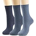 COTTON DAY Women's Combed Cotton Colored Fine Ribbed Trouser Dress Socks Beige Denim Blue Mauve 3 Pack