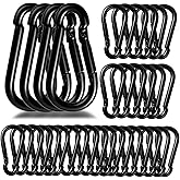 50Pack Carabiner Clips Heavy Duty, 3.2” Large Spring Snap Hooks Bulk, Galvanized Black Carabiners for Camping, Solid Spring Clips for Home Gym Hanging Hammocks Swing Hiking-500lbs Holding Capacity