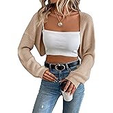 MURMUREY Womens Long Sleeve Open Front Knit Crop Bolero Cardigan Sweater Shrug for Dress 2025