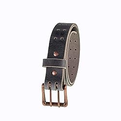 Men’s Classic Leather Belt, Double Prong Retro