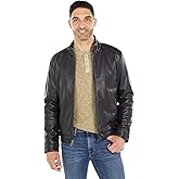Cole Haan Signature Men's Zip Front Faux Leather Moto Jacket
