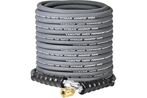 YAMATIC 4000 PSI Pressure Washer Hose 50FT x 3/8", Swivel Quick Connector – Steel Wire Braided, Kink-Free & Non-Marking Rubber Jacket