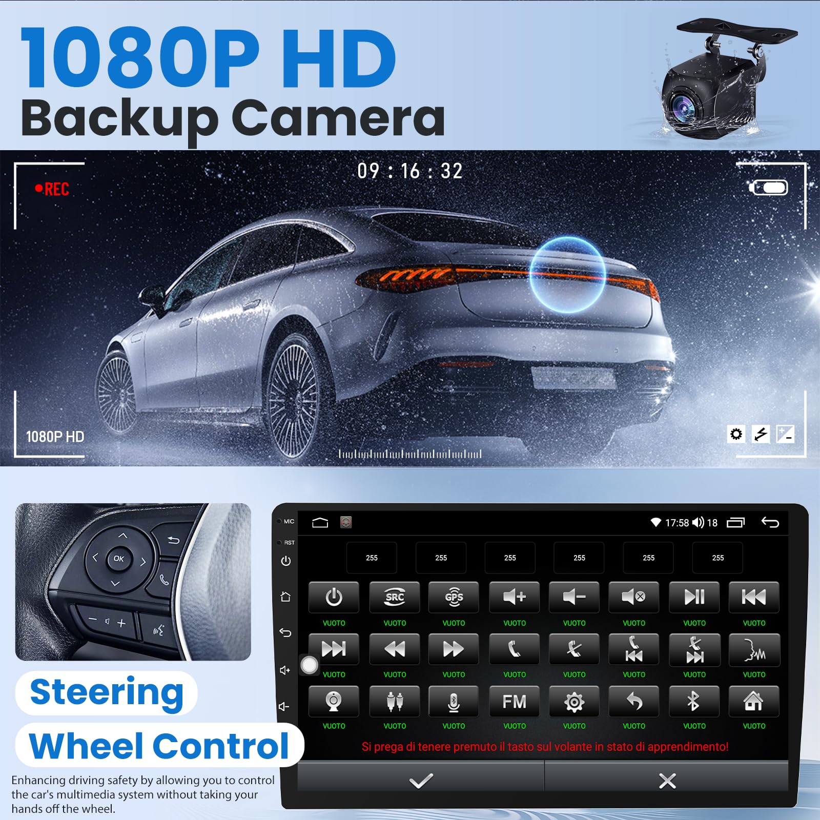 4Core 32ROM Car Radio for Ford Focus 2012 2013-2018 with Touch Screen GPS Bluetooth 5G-WiFi 1080P Backup Camera Carplay Android Auto FM SWC