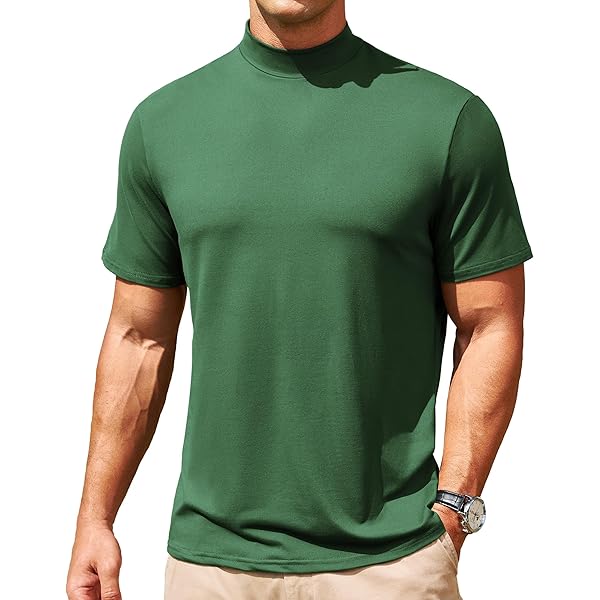 Akwa Men's Short Sleeve Dry Wicking Mock Turtleneck T-Shirt