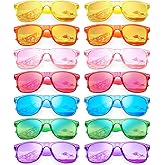 Pibupibu 14 Pack Wholesale Neon Sunglasses Bulk, Retro 80s Mirrored Lens Adult Sunglasses Party Favors