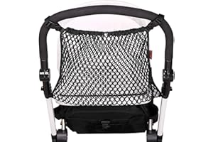 APHBRADA Universal Baby Stroller Organizer Polyester Net Mesh Storage Bag with Extra Large Storage Space, Non-Slip and Adjustable Stroller Accessories for Carrying Diaper Toys and Snacks (Black)