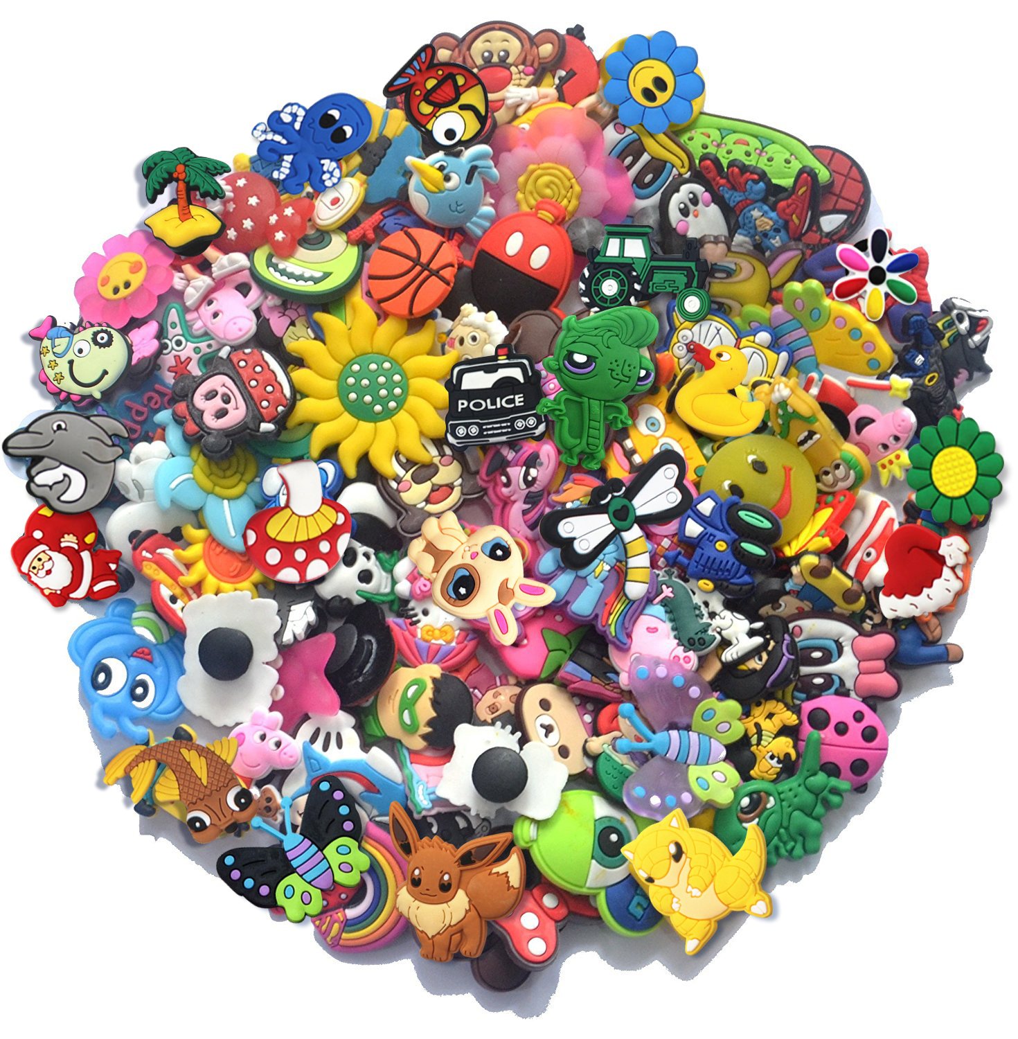 20pc Cute Different Random Shoe Charms for Croc Bands Shoes & Bracelet Wristband