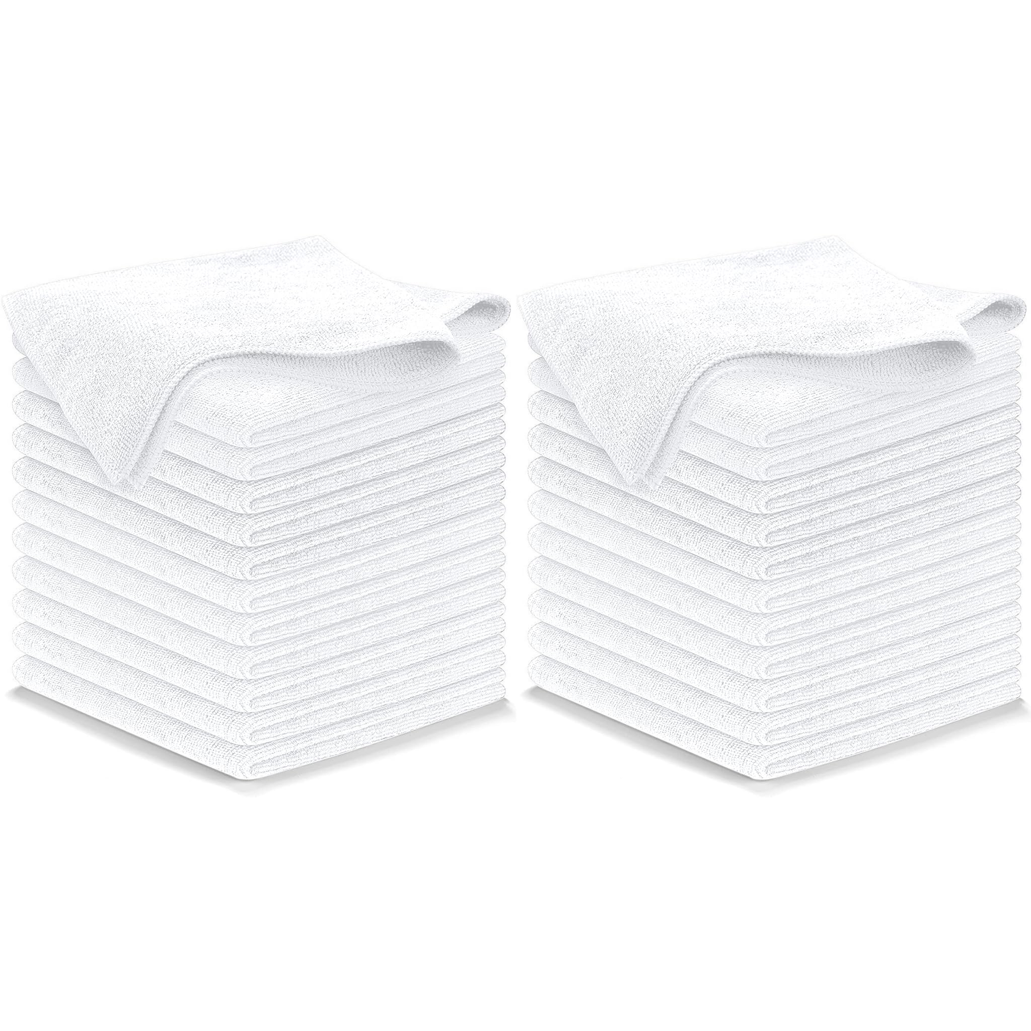 Photo 1 of USANOOKS Microfiber Cleaning Cloth - White - 24Pcs (12.5x12.5 inch) High Performance - 1200 Washes, Ultra Absorbent Car Towel Traps Grime & Liquid for Streak-Free Mirror Shine - Car Washing Cloth