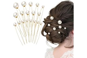 Dayofun 18 Pieces Wedding Pearl Hair Pins, U Pearl Shaped Hair Accessories for Brides Bridesmaids Women, Gold