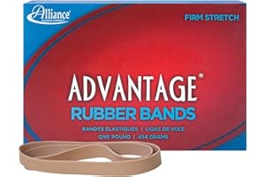 Alliance Rubber 27075 Advantage Rubber Bands Size #107, 1 lb Box Contains Approx. 40 Bands (7" x 5/8", Natural Crepe) , Beige